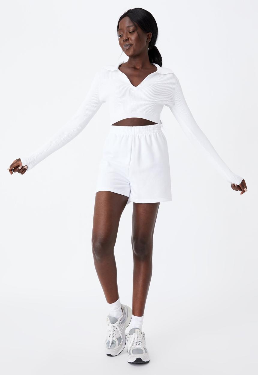Factorie - Ultra crop long sleeve top - white