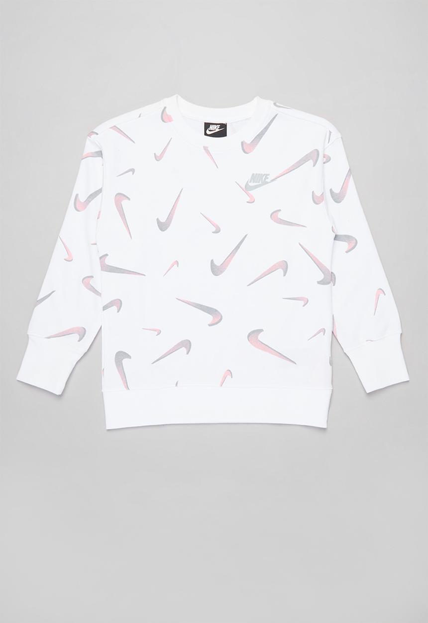 Nike - G nsw ft aop bf crew  - white & grey 