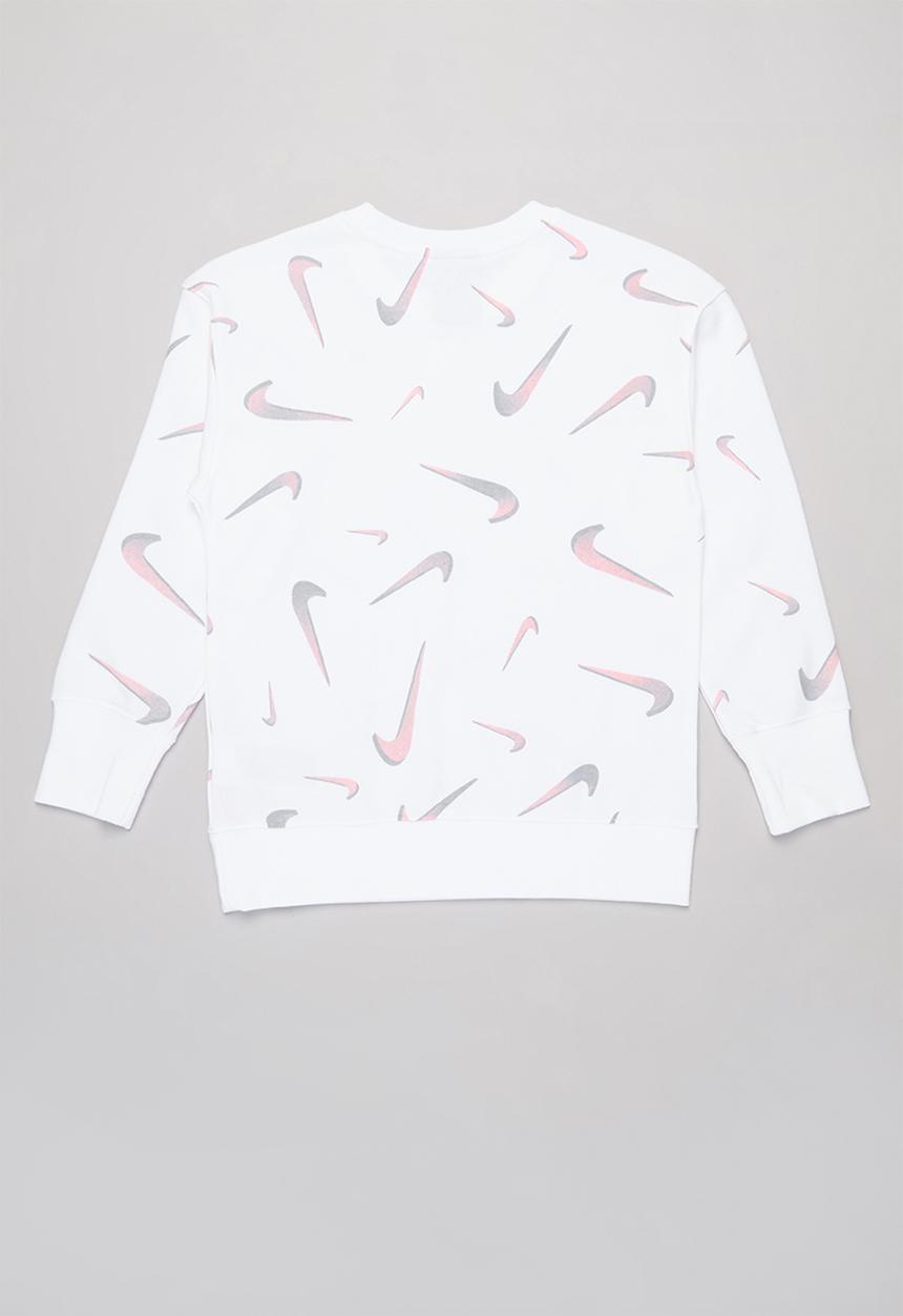 Nike - G nsw ft aop bf crew  - white & grey 