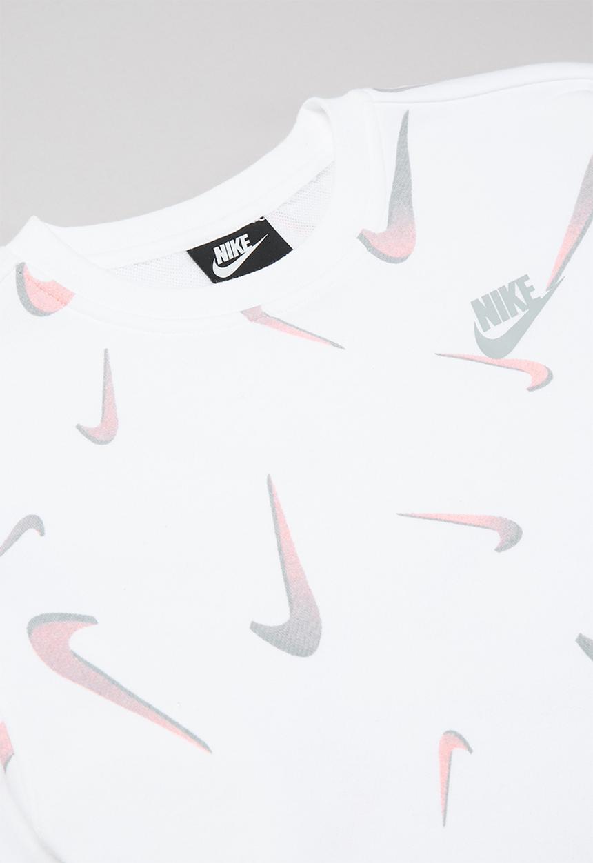 Nike - G nsw ft aop bf crew  - white & grey 