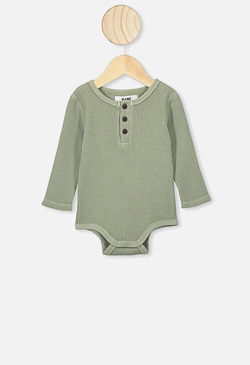 Cotton On - The long sleeve waffle bubbysuit - sage 