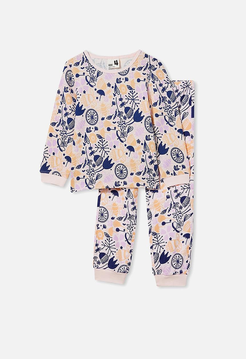 Cotton On - Edith long sleeve pyjama set - light pink & navy 
