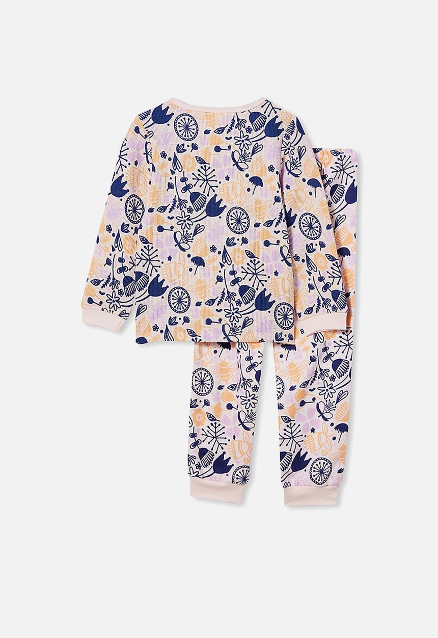 Cotton On - Edith long sleeve pyjama set - light pink & navy 