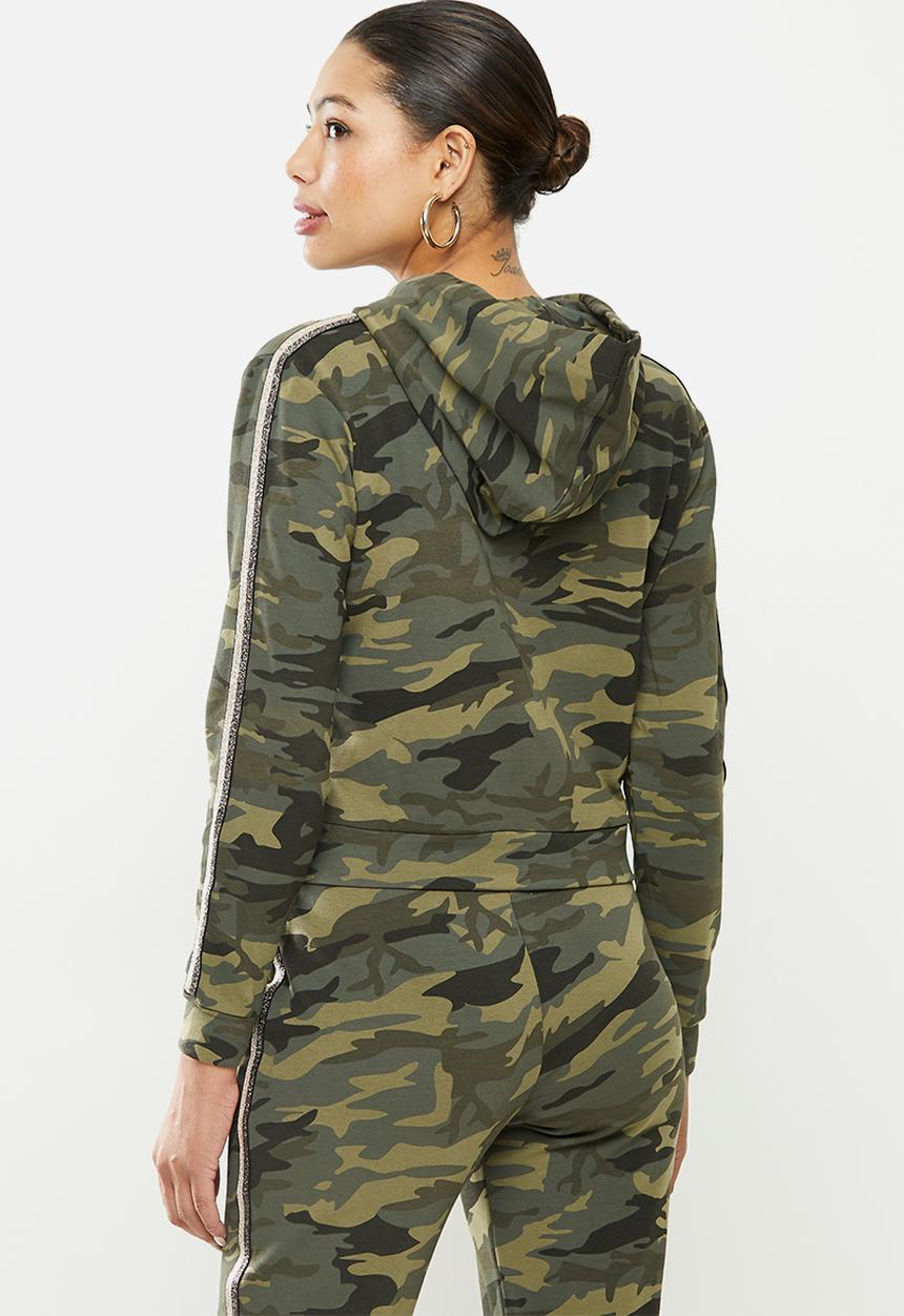 SISSY BOY - Caution babe camo hoodie - olive