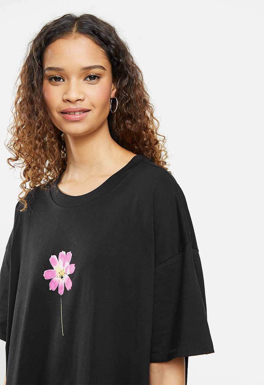 Cotton On - Oversized graphic T-shirt dress - black