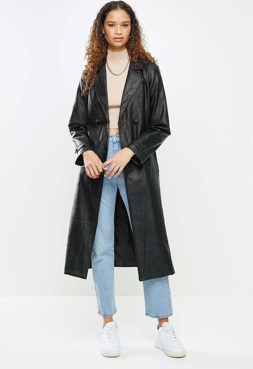 Cotton On - Vegan leather trench - black