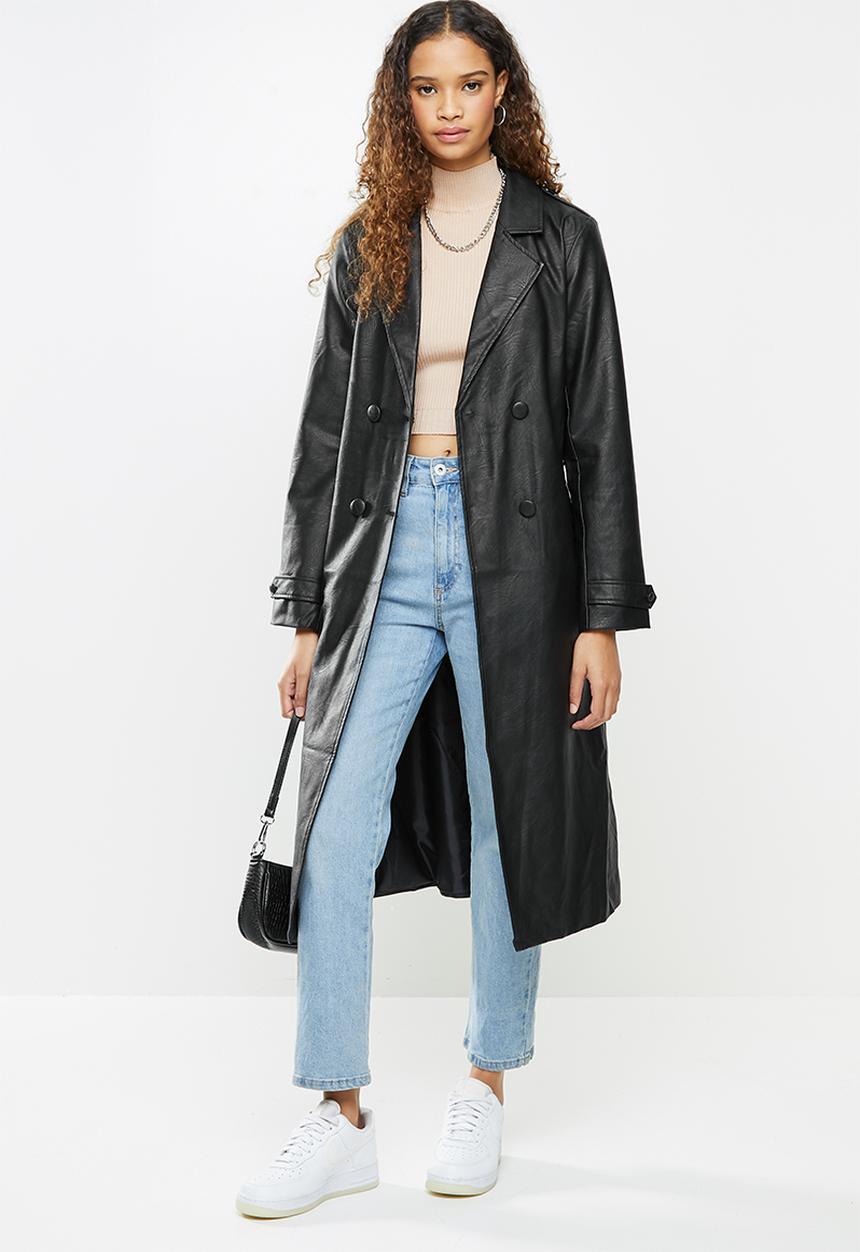 Cotton On - Vegan leather trench - black