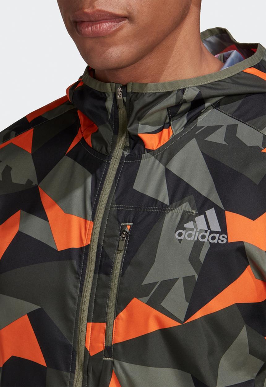 adidas Performance - Own the run jacket  - legacy green/app signal orange/black