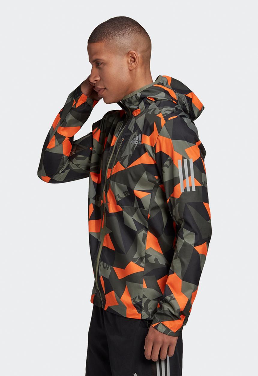 adidas Performance - Own the run jacket  - legacy green/app signal orange/black