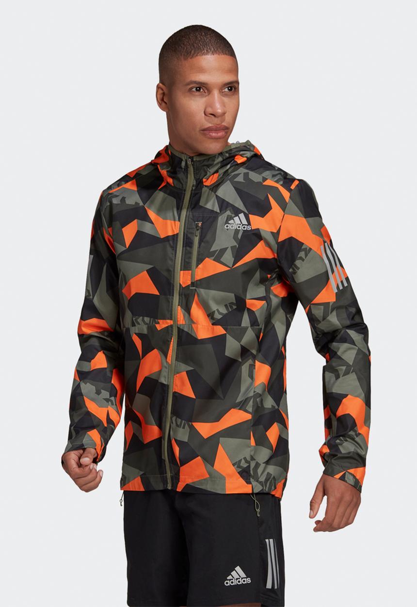 adidas Performance - Own the run jacket  - legacy green/app signal orange/black