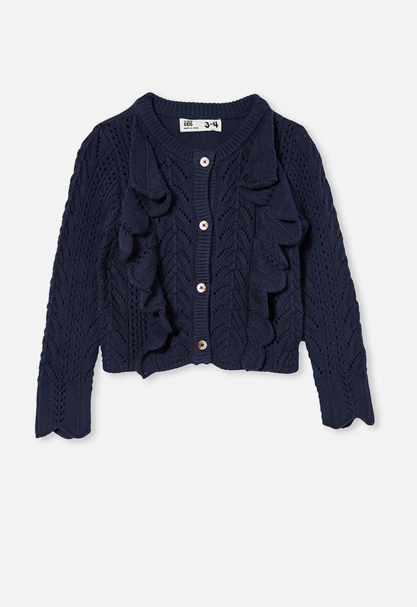 Cotton On - Arabella ruffle cardigan - navy