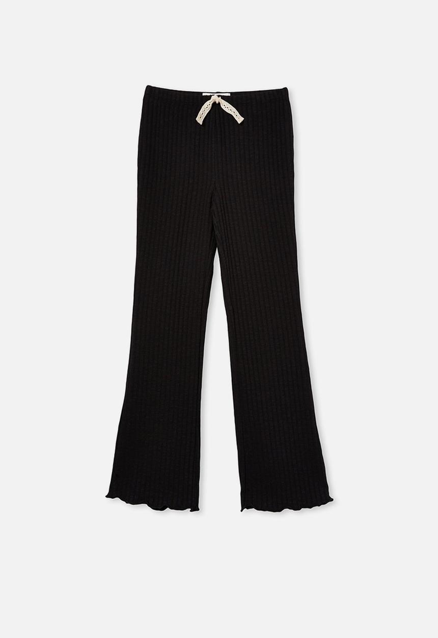 Free by Cotton On - Faith flare rib pant - black rib texture