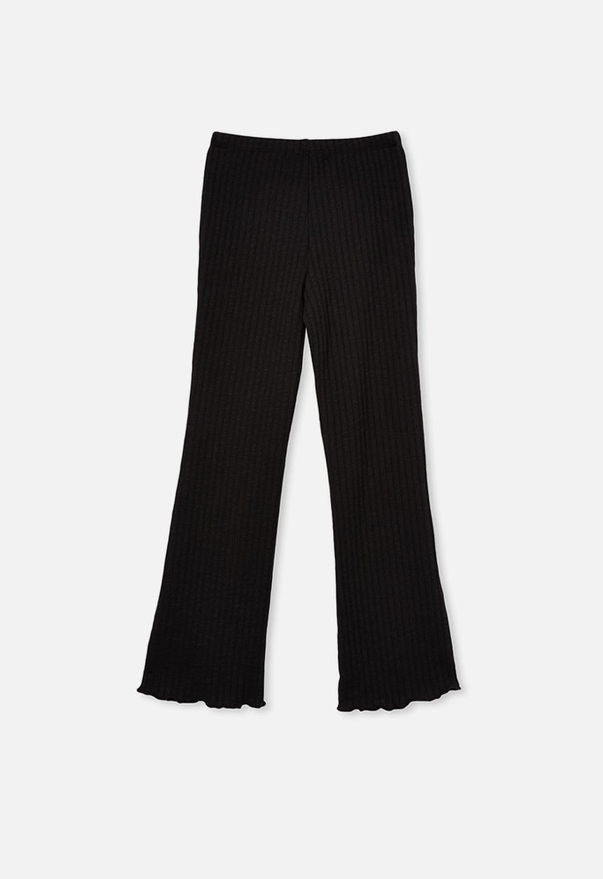Free by Cotton On - Faith flare rib pant - black rib texture