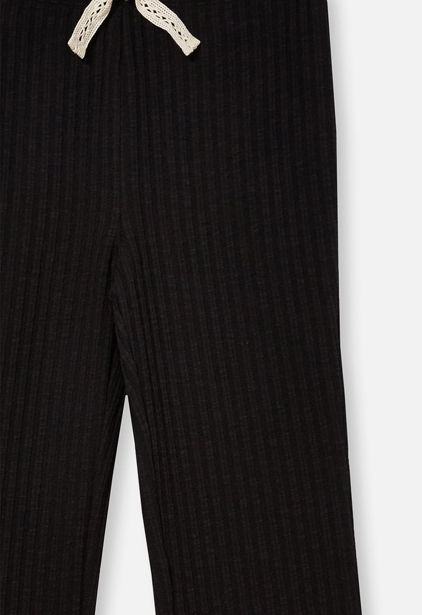 Free by Cotton On - Faith flare rib pant - black rib texture