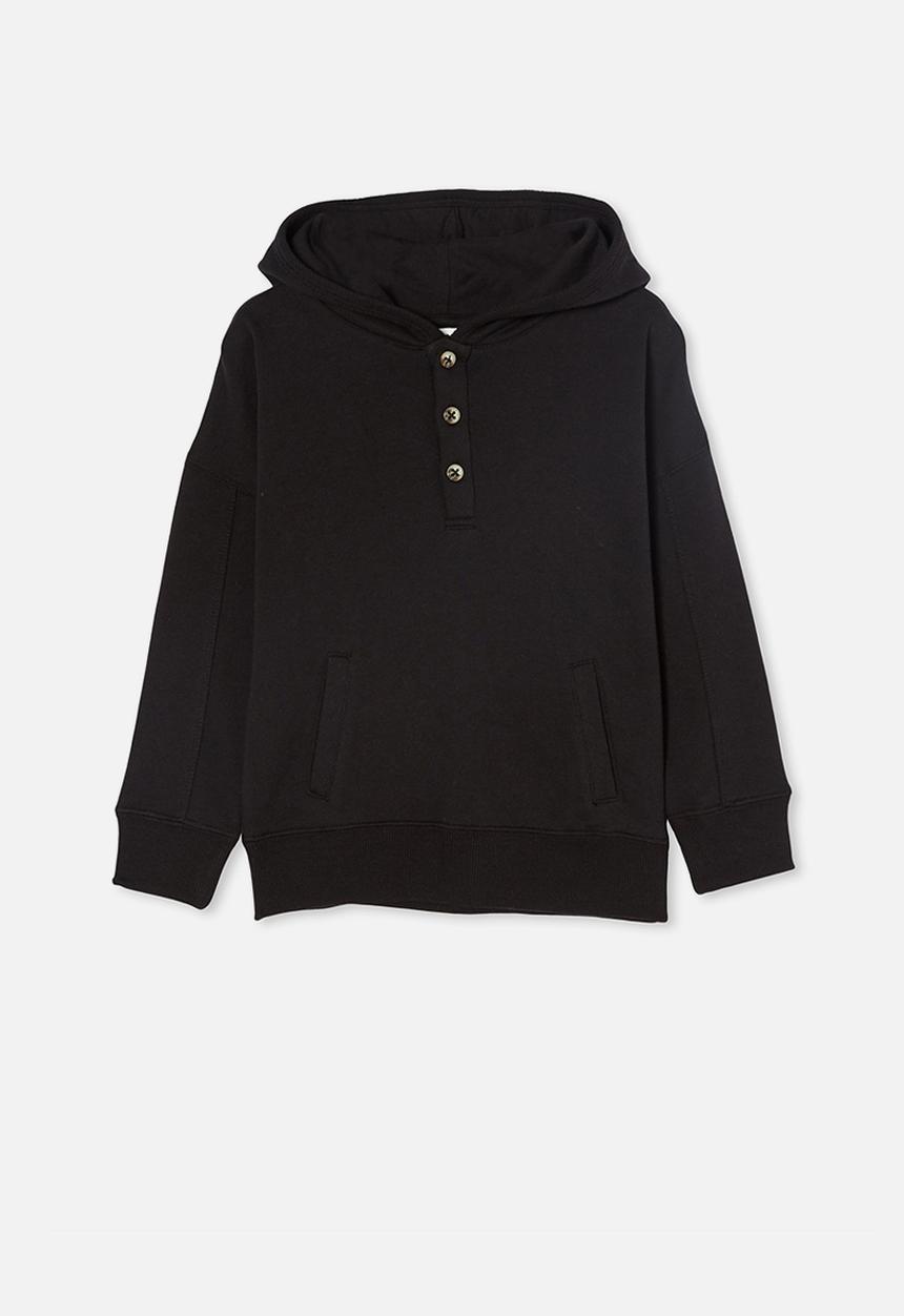 Cotton On - Henley hoodie - black