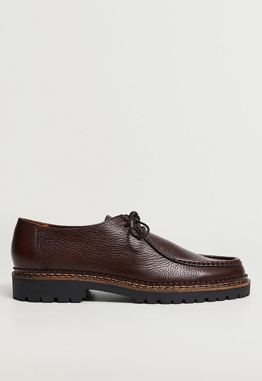 MANGO - Wallabee leather boat shoe - brown