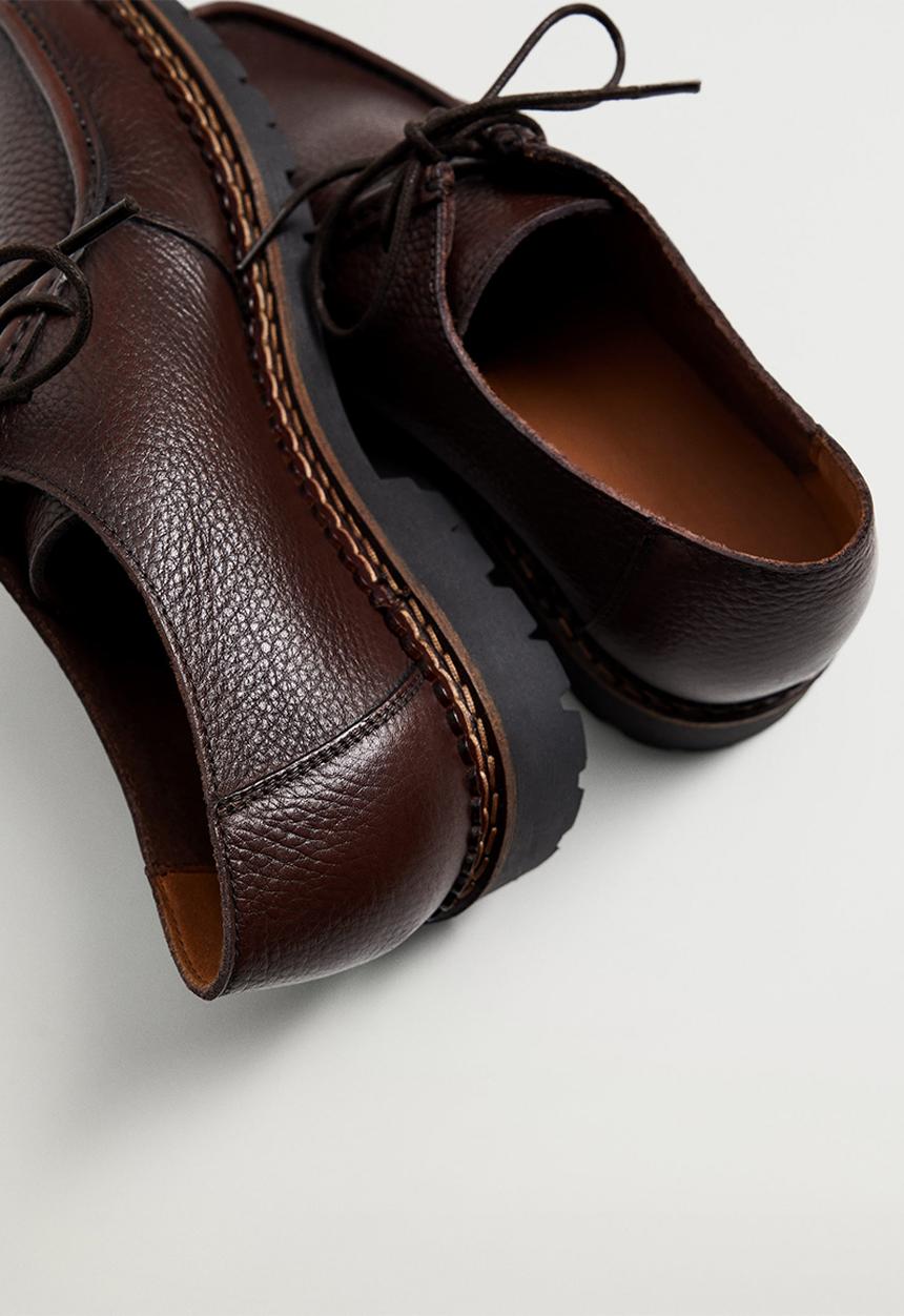 MANGO - Wallabee leather boat shoe - brown
