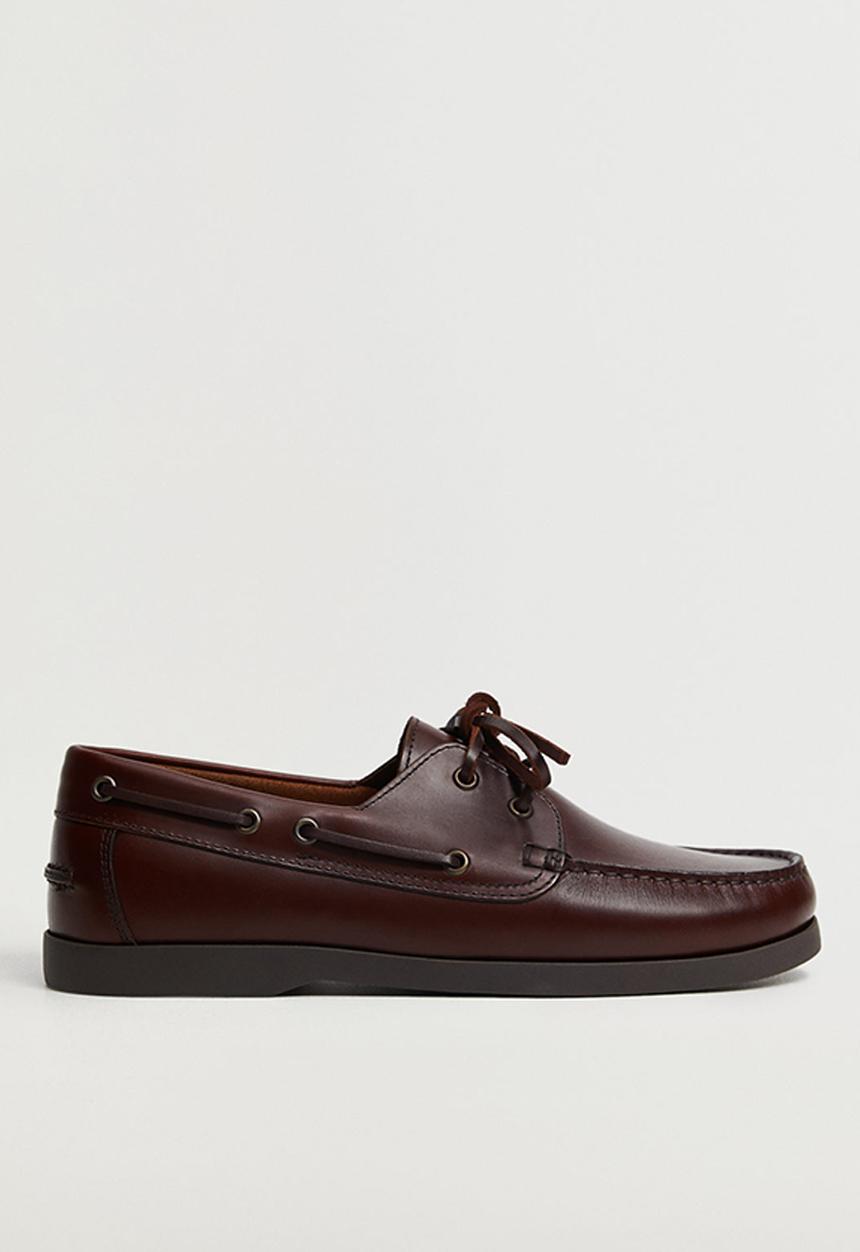 MANGO - Nautic leather boat shoe - brown