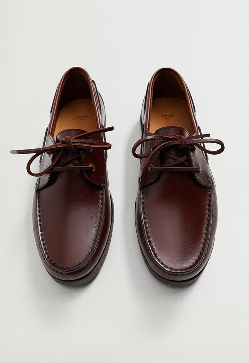 MANGO - Nautic leather boat shoe - brown