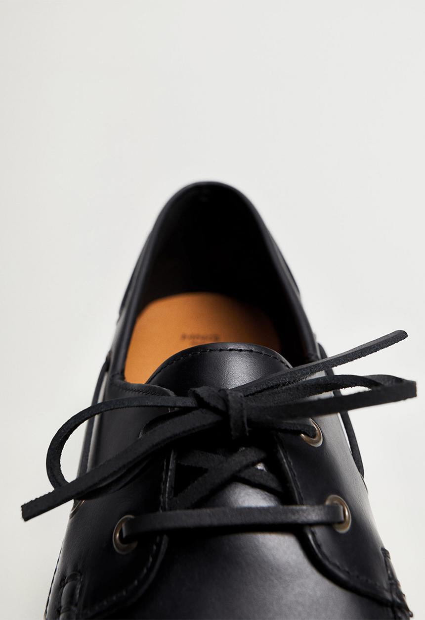 MANGO - Track leather boat shoe - black