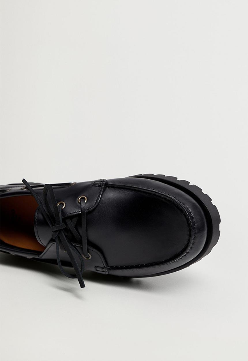 MANGO - Track leather boat shoe - black