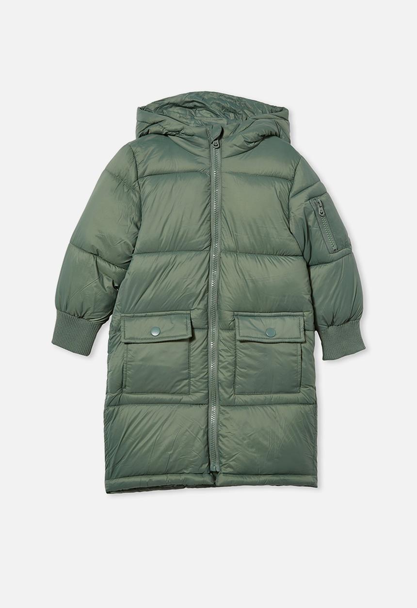 Cotton On - Finley longline puffer - olive 
