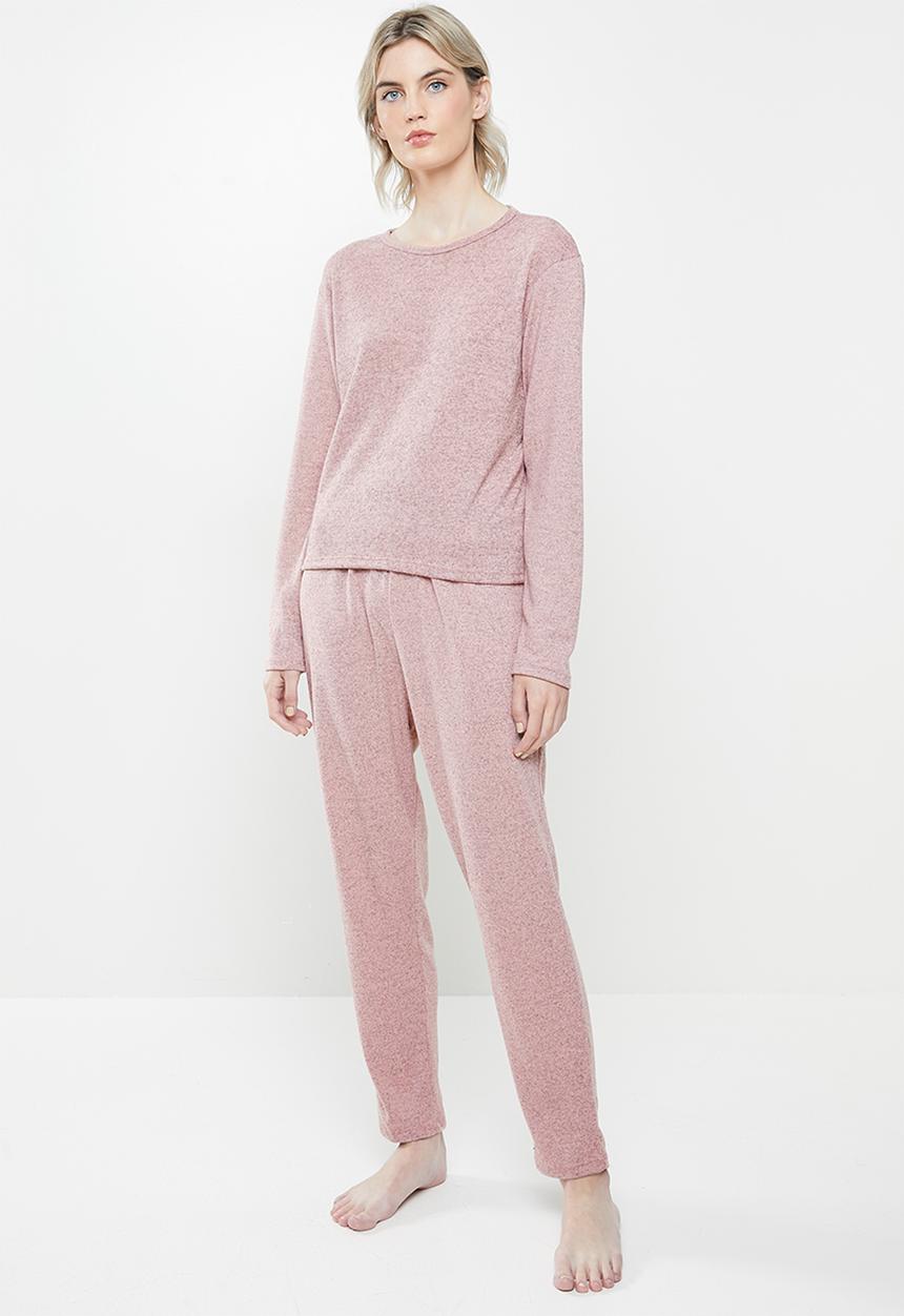 Superbalist - Sleep long sleeve top & drop crotch pants set  - blush pink