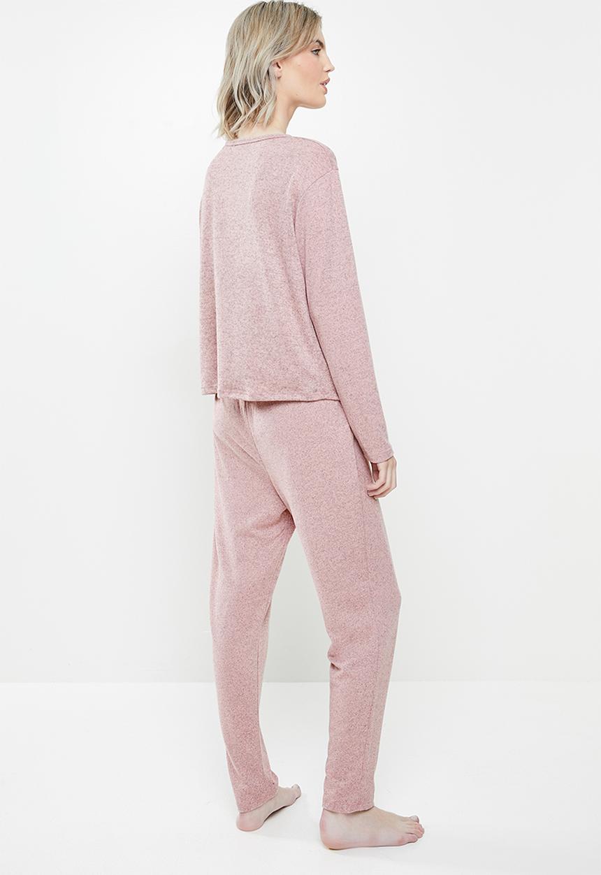 Superbalist - Sleep long sleeve top & drop crotch pants set  - blush pink