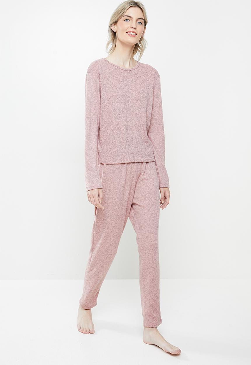 Superbalist - Sleep long sleeve top & drop crotch pants set  - blush pink