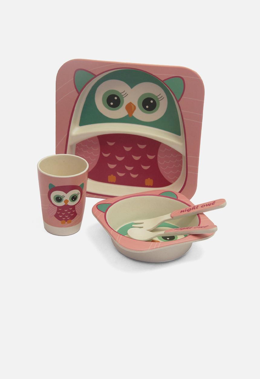 Calasca - Kids 5pcs bamboo dinning set - big owl