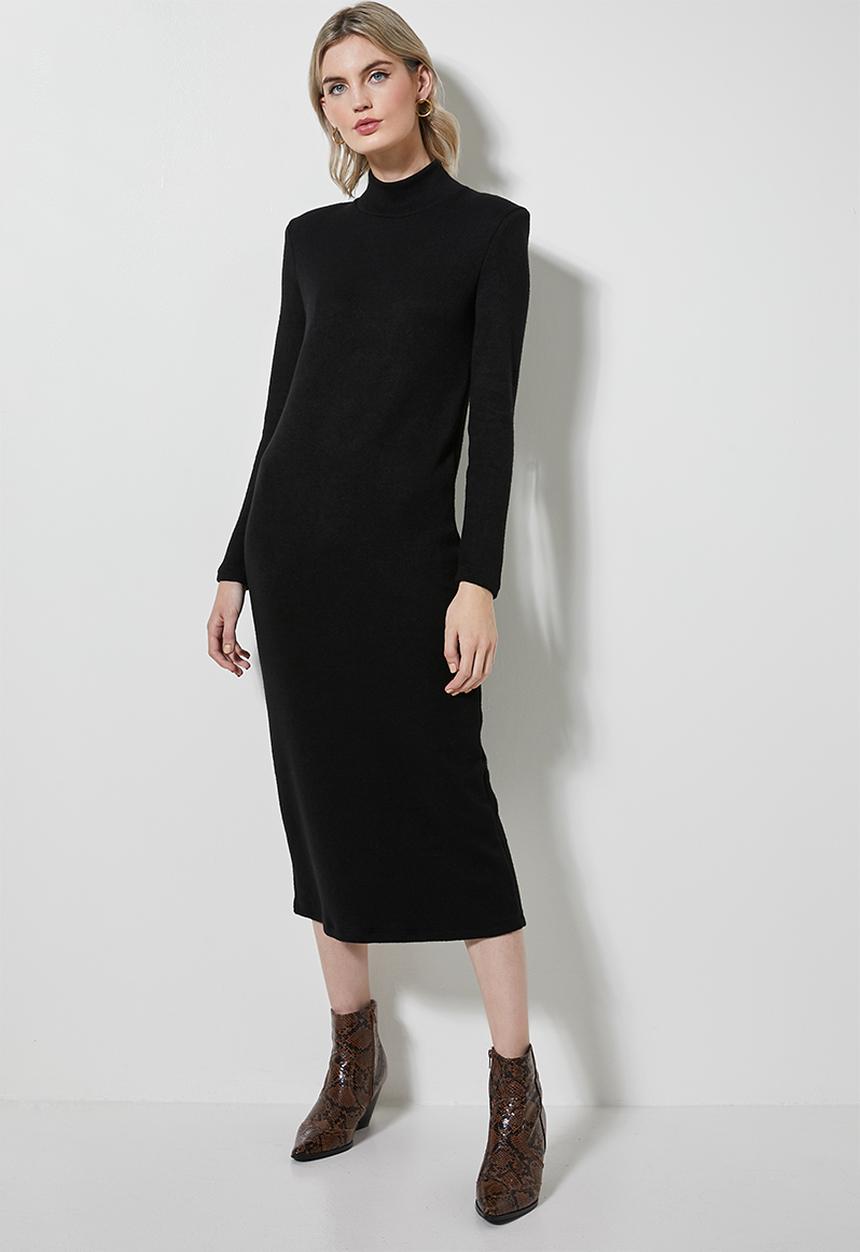 Superbalist - Soft touch shoulder pad dress - black