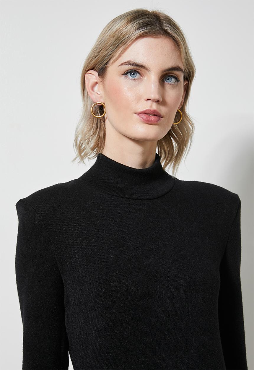 Superbalist - Soft touch shoulder pad dress - black