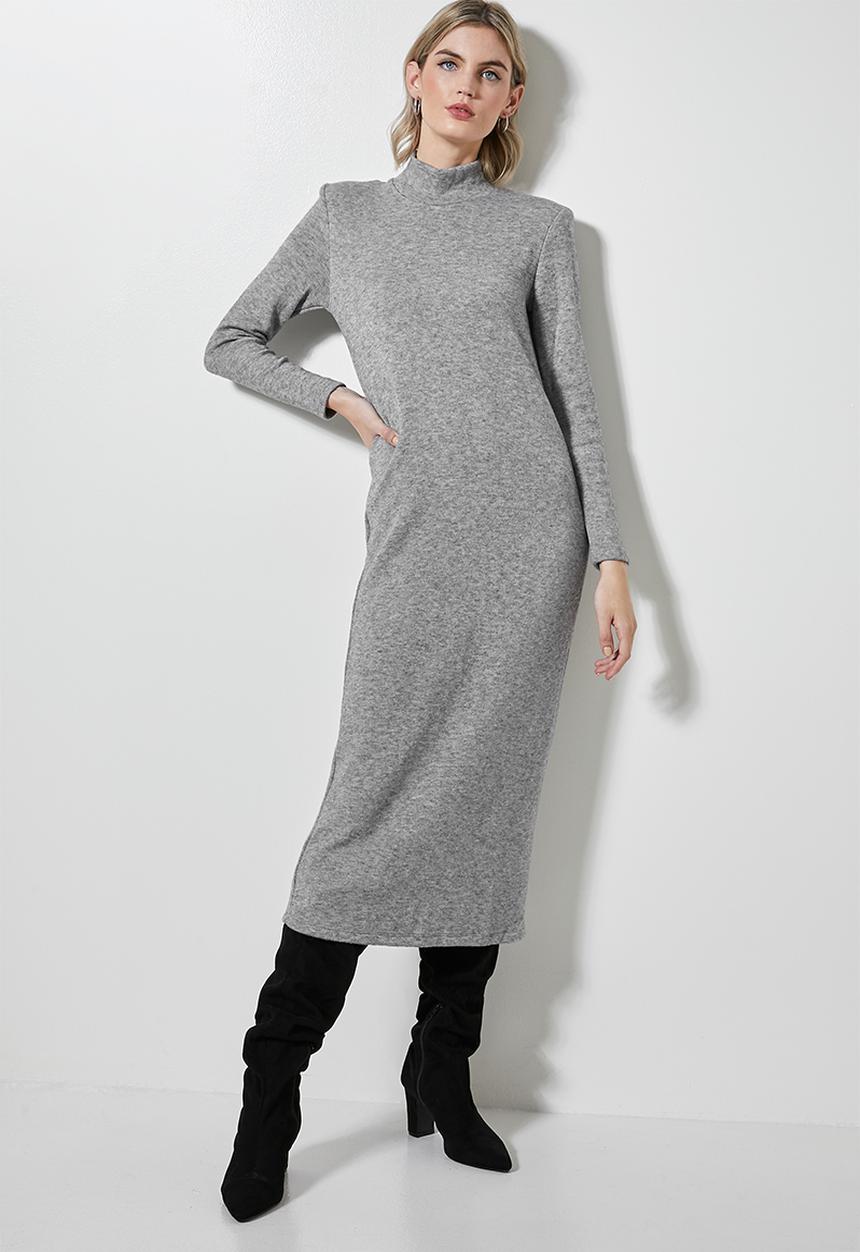 Superbalist - Soft touch shoulder pad dress - grey