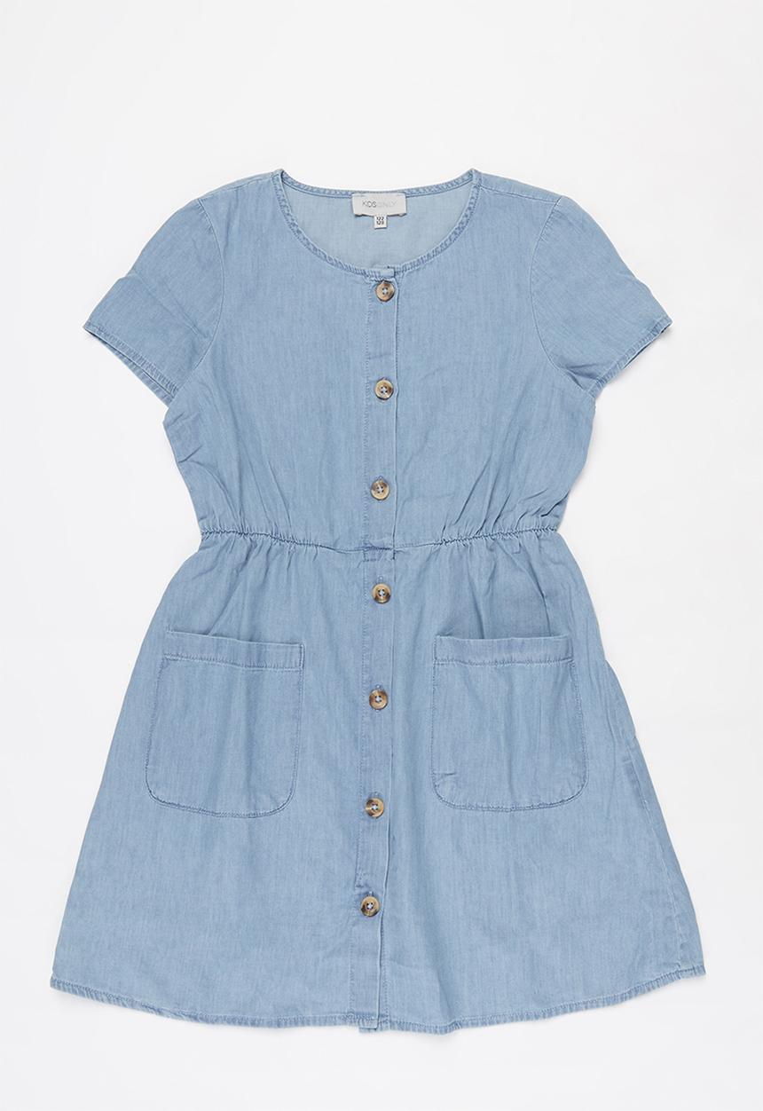 KIDS ONLY - Ariel button down woven dress - blue