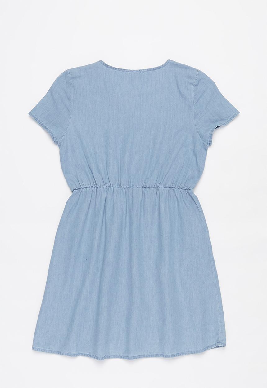 KIDS ONLY - Ariel button down woven dress - blue