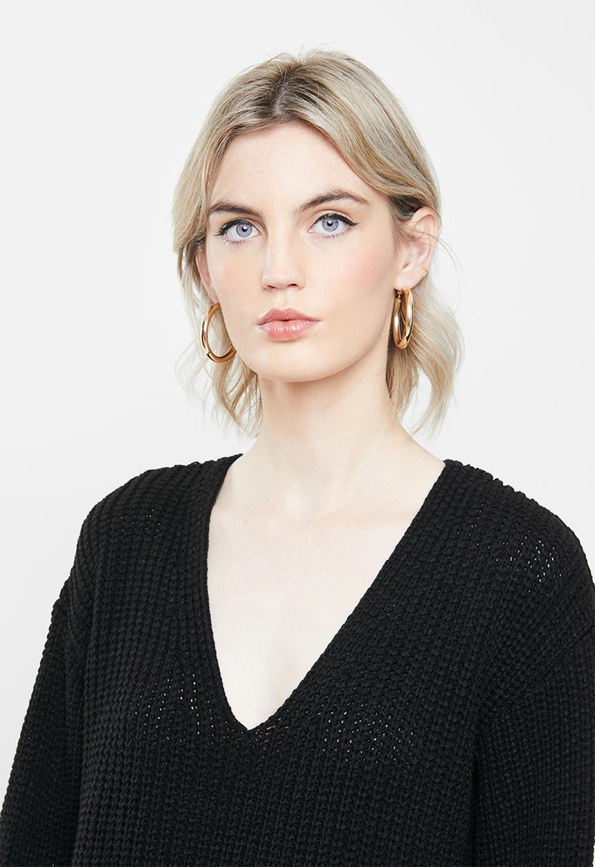 Glamorous - Knitted midi  jumperdress - black