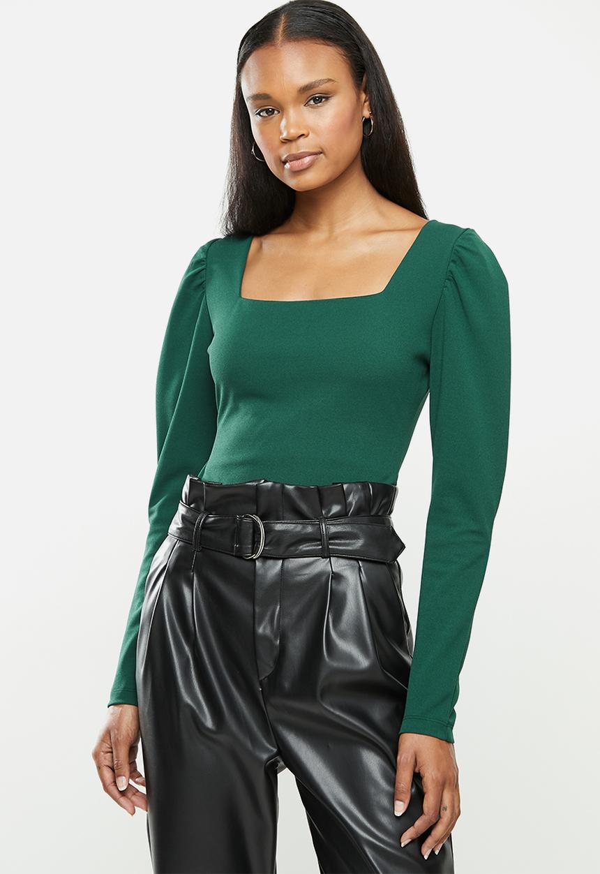 MILLA - Crepe knit square neck top - green 