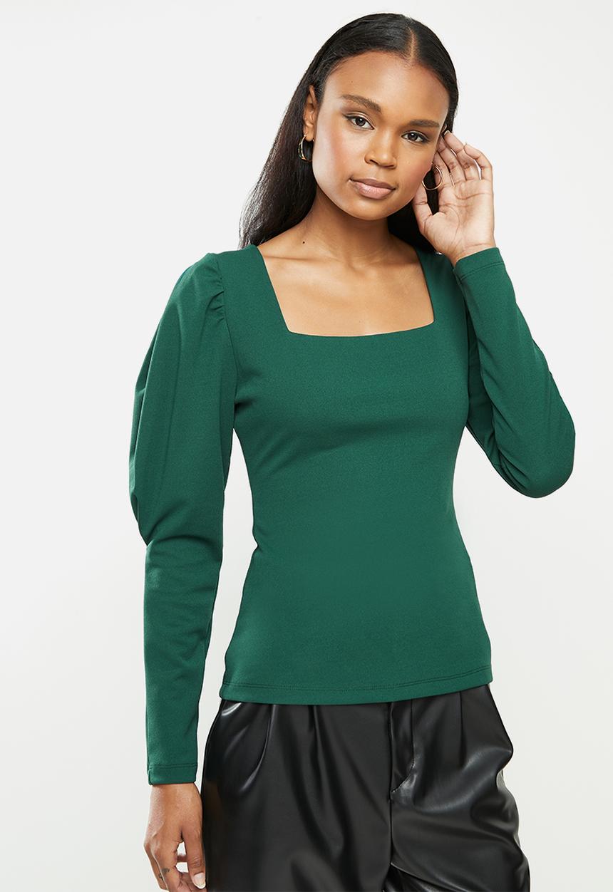 MILLA - Crepe knit square neck top - green 