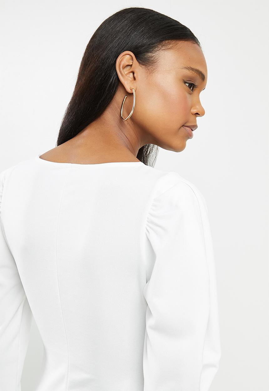 MILLA - Crepe knit square neck top - ivory