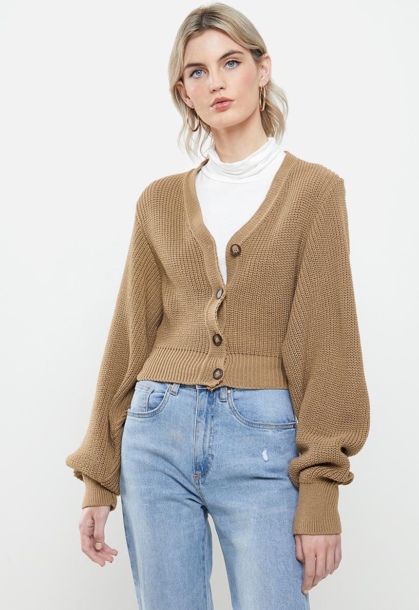 Glamorous - Cropped knit cardi - brown 