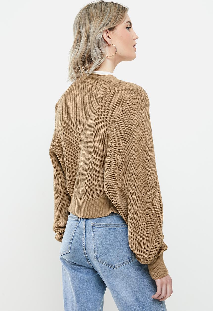 Glamorous - Cropped knit cardi - brown 