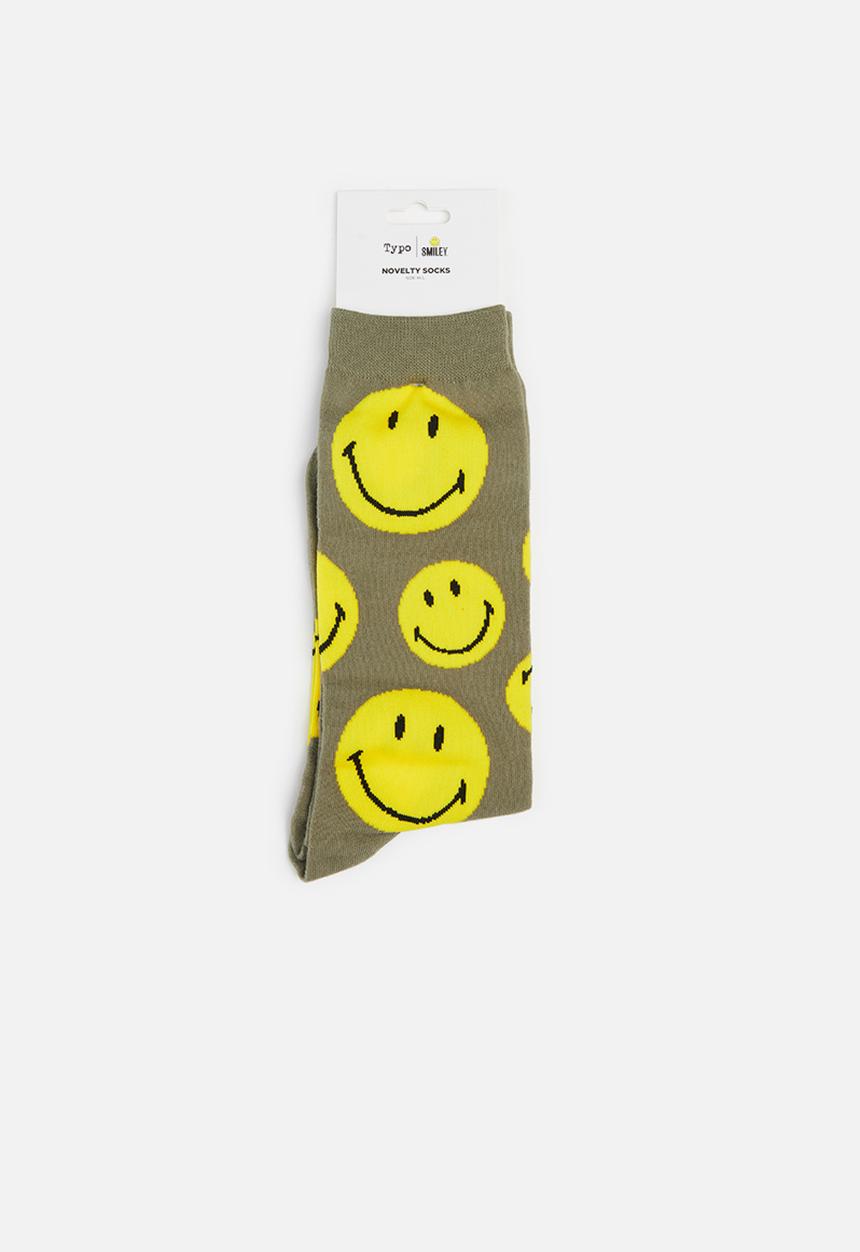 Typo - Mens novelty socks - khaki & yellow 