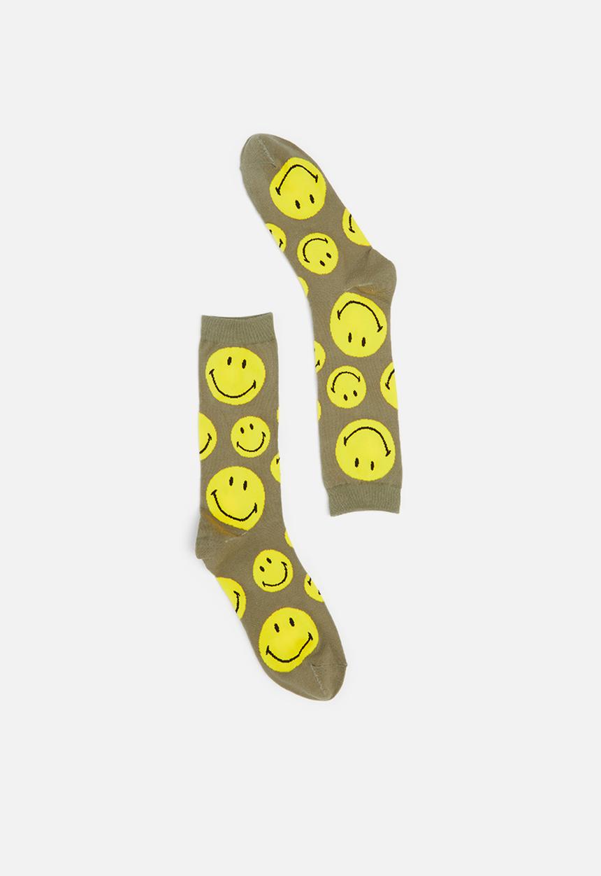 Typo - Mens novelty socks - khaki & yellow 