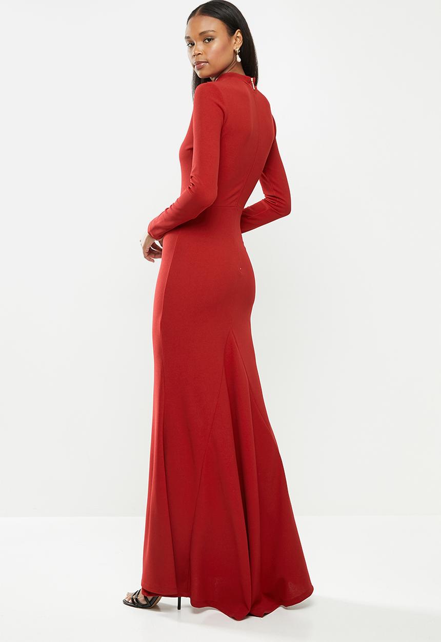 MILLA - Slim turtleneck maxi with cutout - red