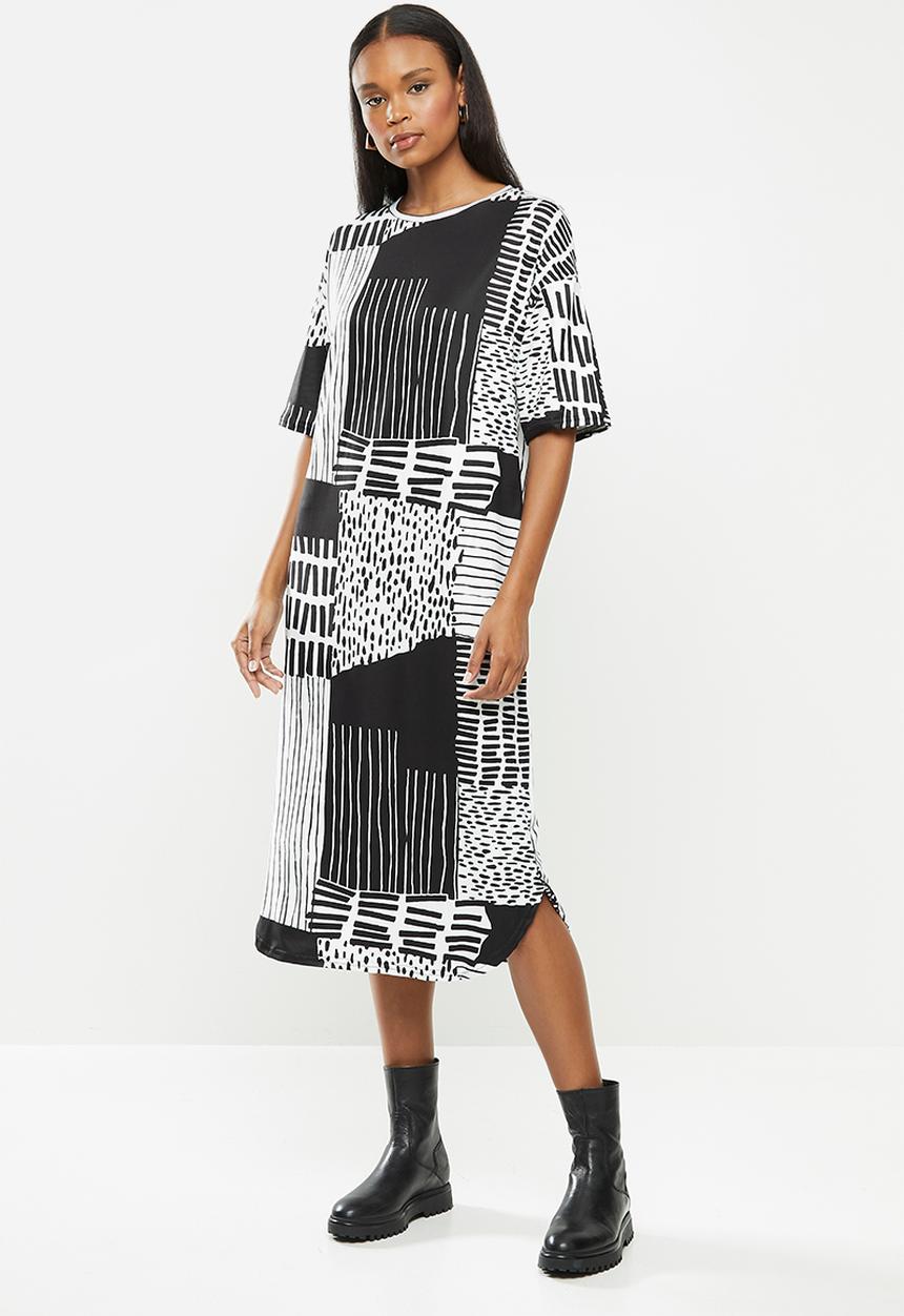 Me&B - Black and white patched dress - black & white 