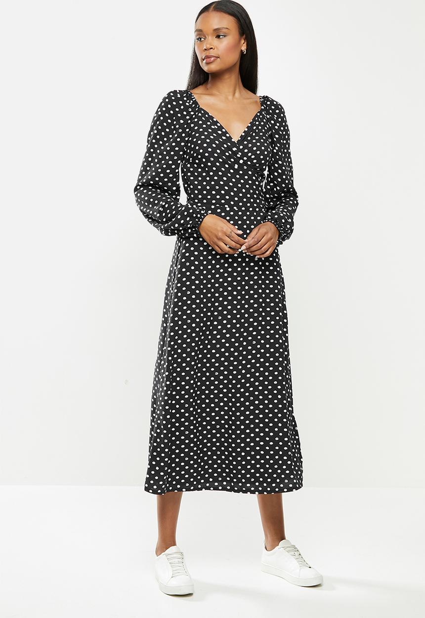 Me&B - Spot wrap dress - black & white 