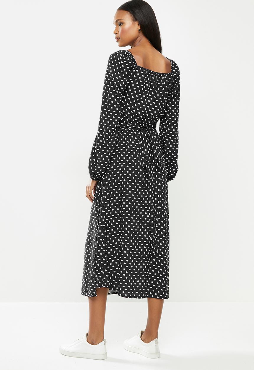 Me&B - Spot wrap dress - black & white 