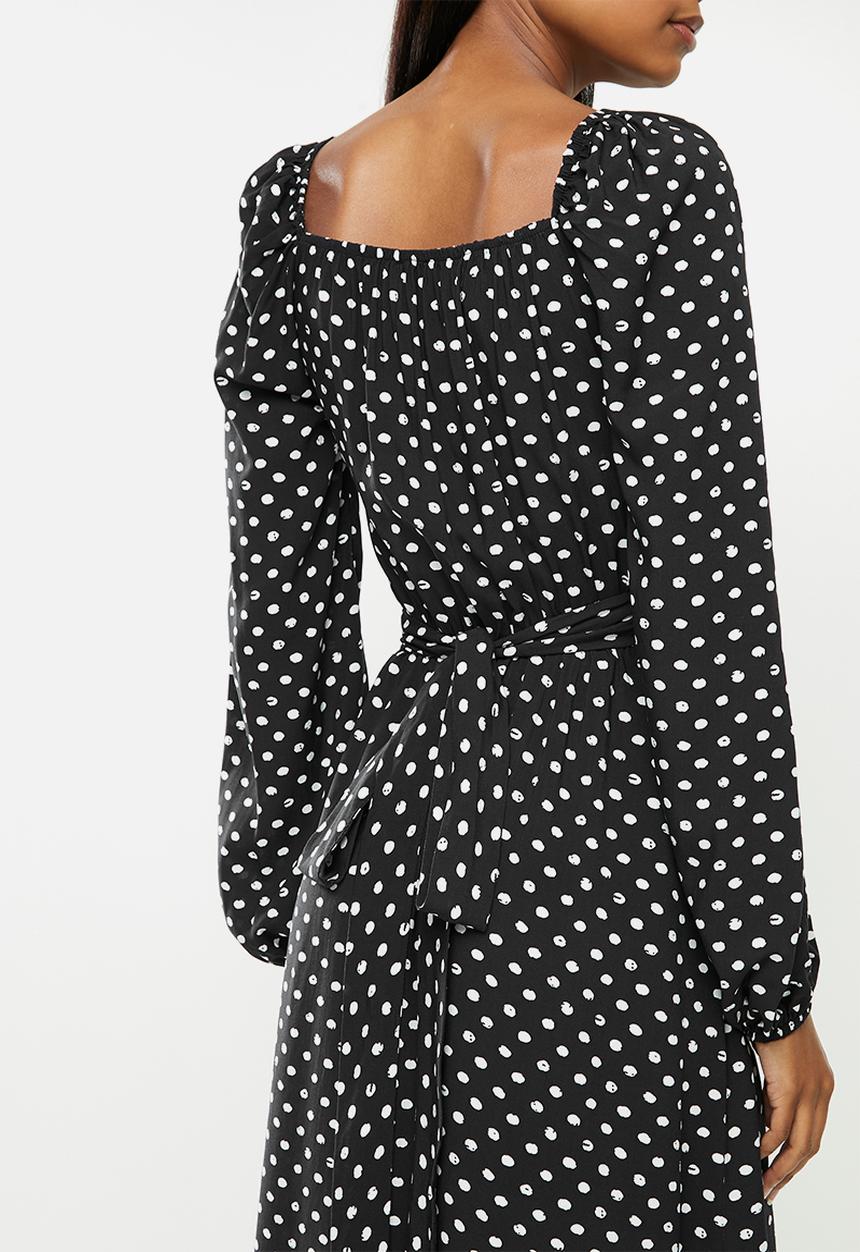 Me&B - Spot wrap dress - black & white 