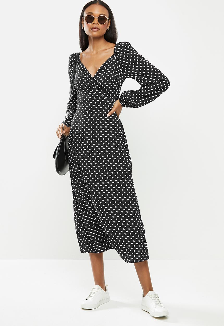 Me&B - Spot wrap dress - black & white 