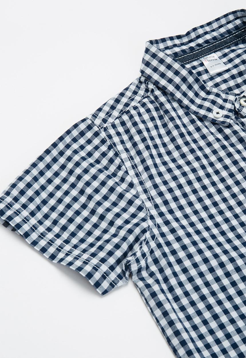 MINOTI - Boys checked shirt - blue & white